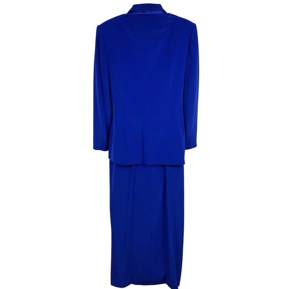 Oleg Cassini Black Tie Dress Set Womens‎ 6 Blue Maxi Gown Jacket Rhinestone - Picture 5 of 14